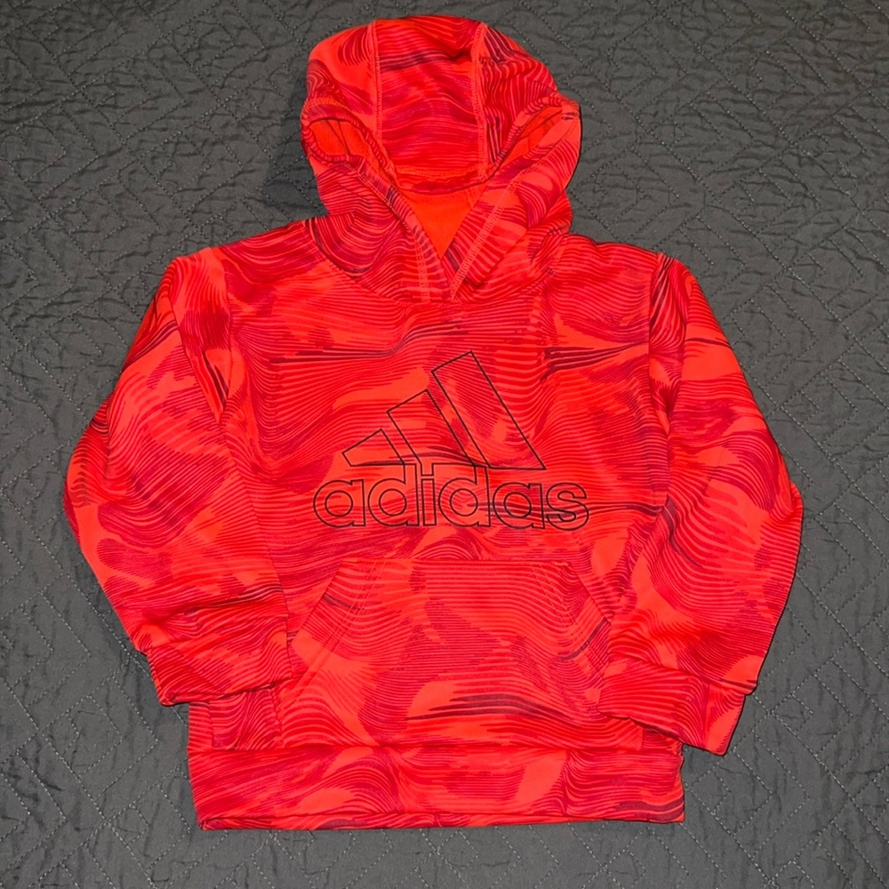 Red and Black Adidas Hoodie Size 3T